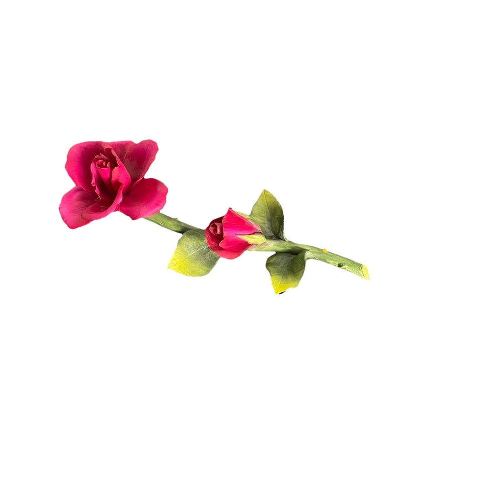 Napoleon Hand Crafted In‎ Italy Red Rose And Branch Handcrafted Porcelain READ